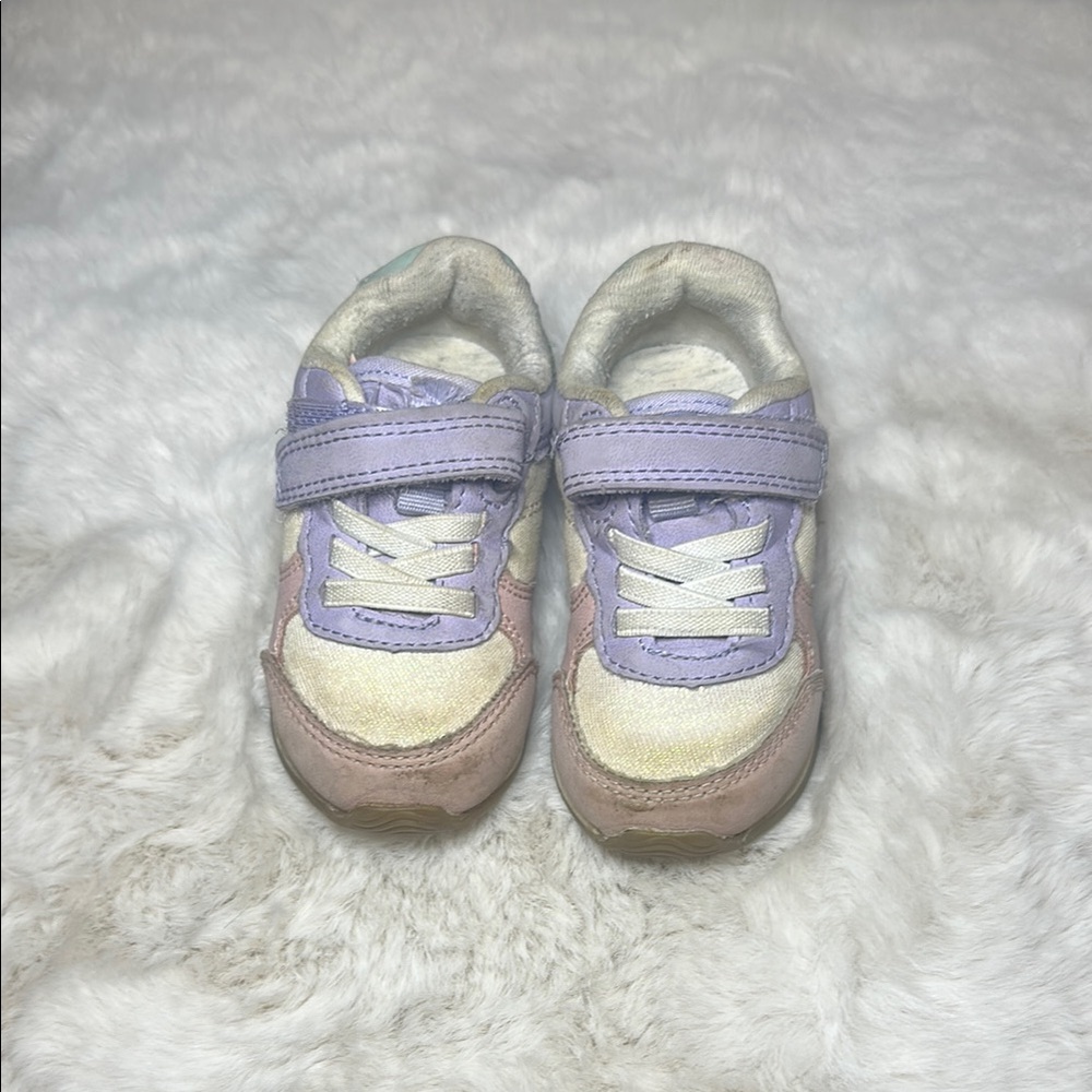 Cat & Jack size 5 baby Purple and Cream Retro Sneakers